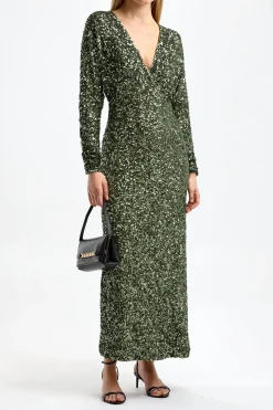 Femme P.A.R.O.S.H. Robe Longue Paris En Verde Oliva