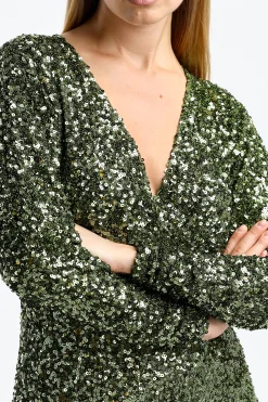 Femme P.A.R.O.S.H. Robe Longue Paris En Verde Oliva