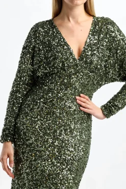 Femme P.A.R.O.S.H. Robe Longue Paris En Verde Oliva