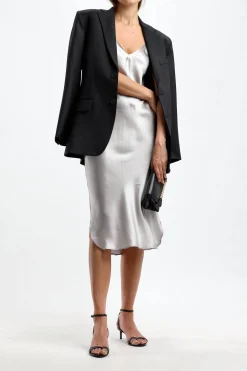 Femme Nili Lotan Robe Midi Cami En Gris Tempete