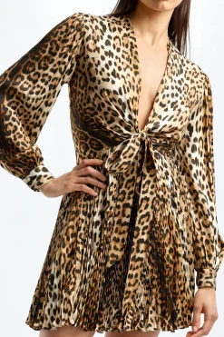 Femme Roberto Cavalli Robe Plissee Giaguar En Naturale