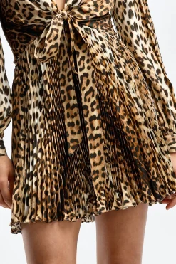 Femme Roberto Cavalli Robe Plissee Giaguar En Naturale