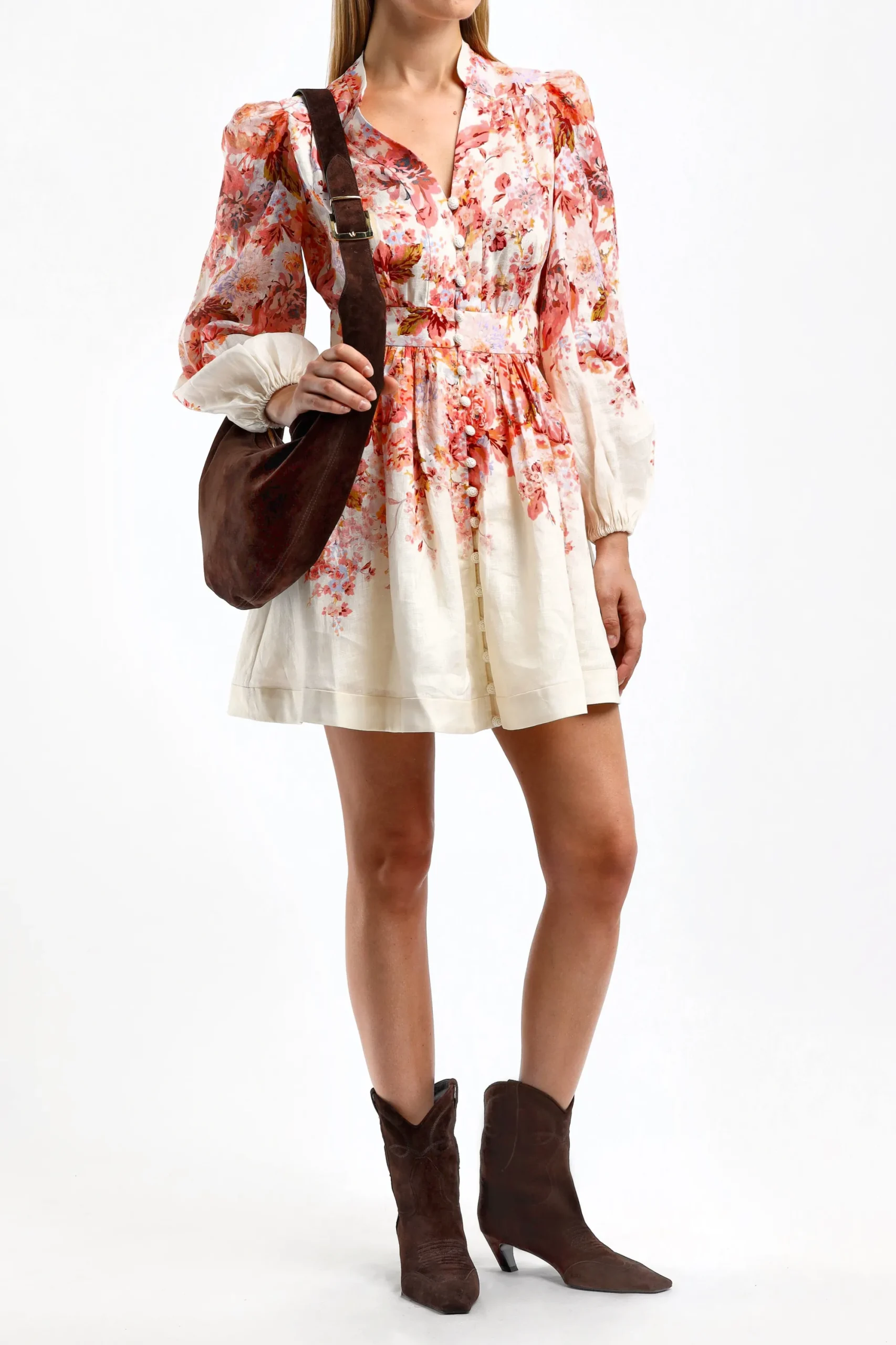 Femme Zimmermann Robe Plunge En Creme Florale