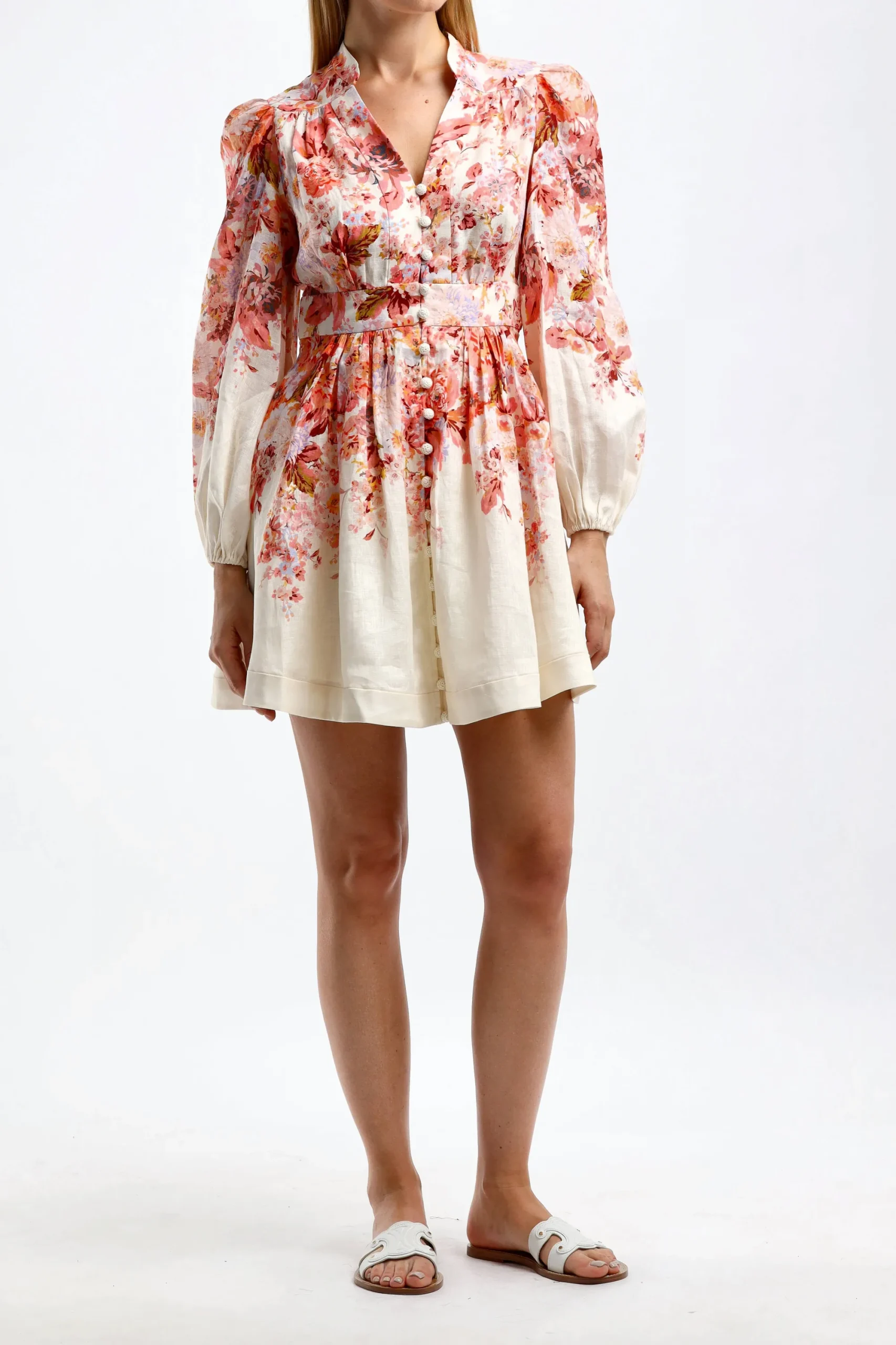 Femme Zimmermann Robe Plunge En Creme Florale