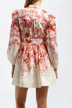 Femme Zimmermann Robe Plunge En Creme Florale