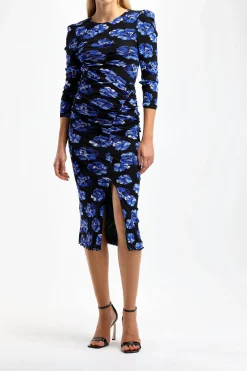 Femme Diane von Furstenberg Robe Priyanka En Bleu Moire