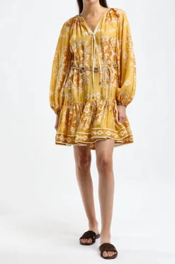 Femme Zimmermann Robe Raie Billow En Damas Dore