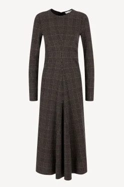 Femme Tibi Robe Tricotee Lutz Godet En Marron