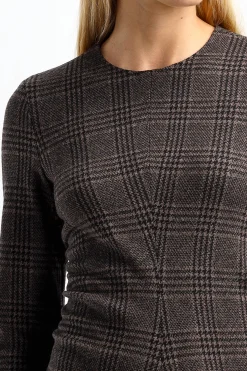 Femme Tibi Robe Tricotee Lutz Godet En Marron