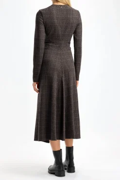 Femme Tibi Robe Tricotee Lutz Godet En Marron