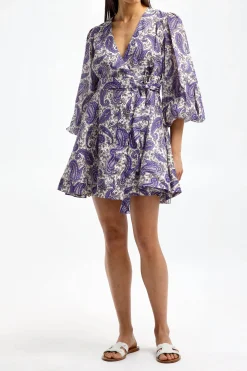 Femme Zimmermann Robe Wrap En Paisley Indigo