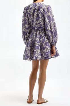 Femme Zimmermann Robe Wrap En Paisley Indigo