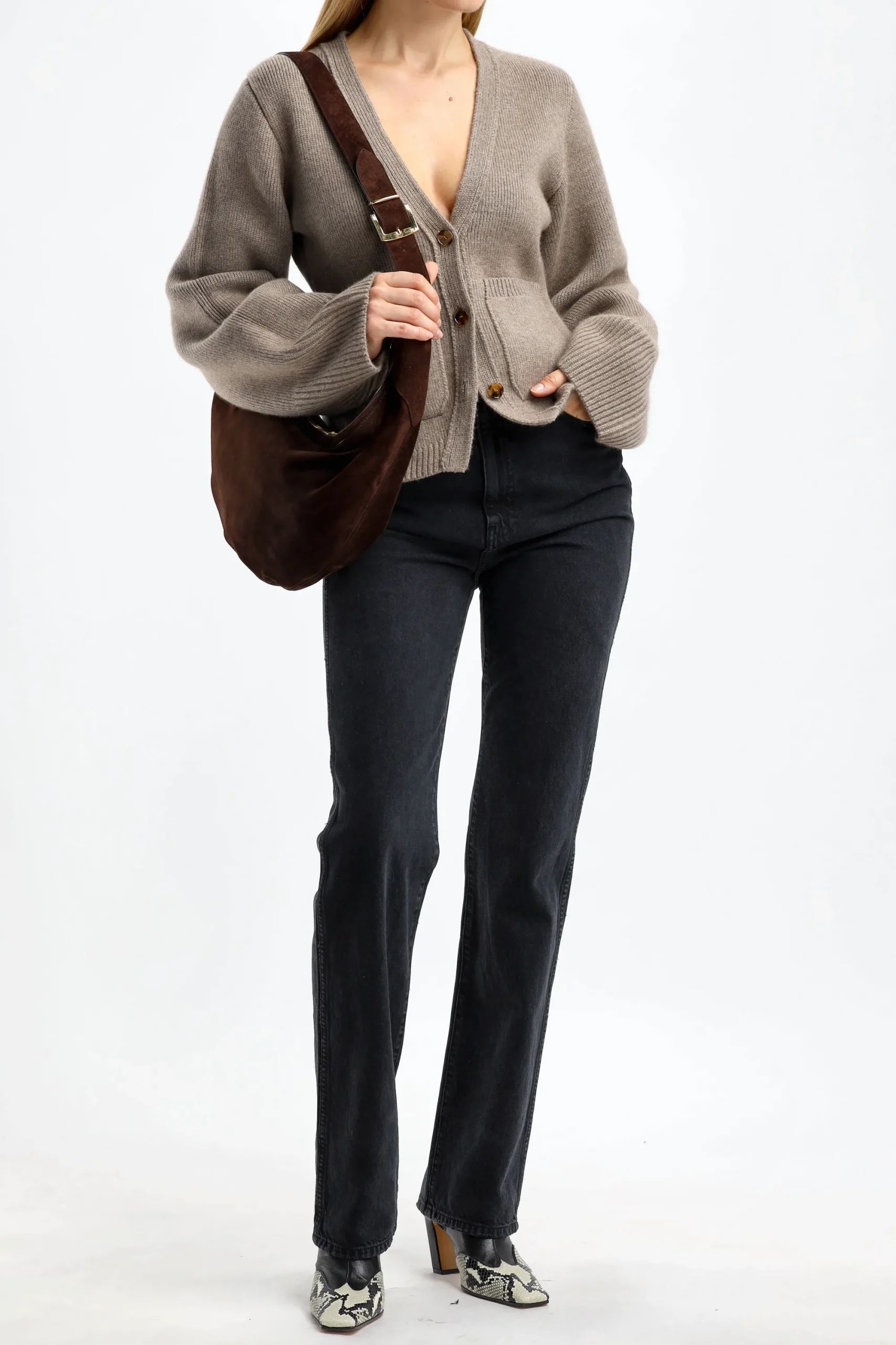 Femme Khaite Sac August Hobo En Daim Cafe