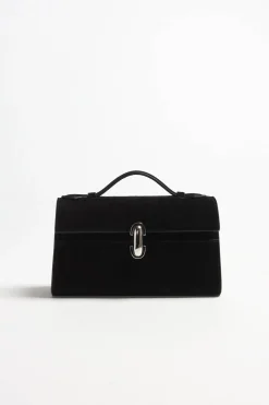 Femme Savette Sac Symmetry Pochette En Daim Noir
