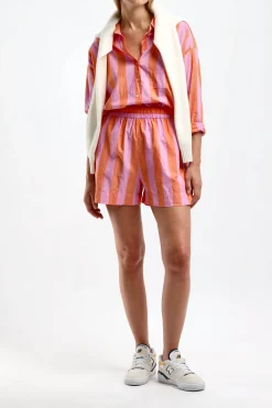 Femme Xirena Short Caysen A Rayures Pomelo