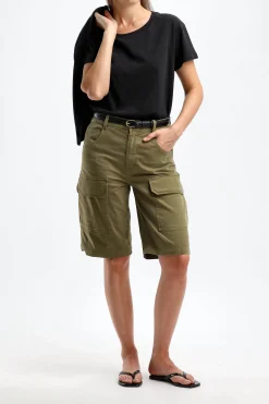 Femme Nili Lotan Short Lucca En Vert Olive
