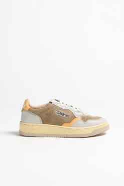 Femme Autry Sneaker 01 Low Cord En Taupe/Orange