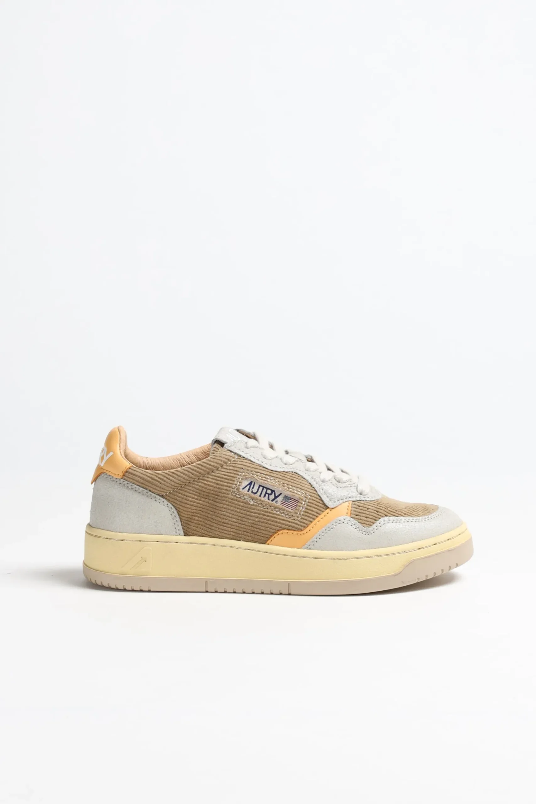 Femme Autry Sneaker 01 Low Cord En Taupe/Orange