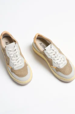 Femme Autry Sneaker 01 Low Cord En Taupe/Orange