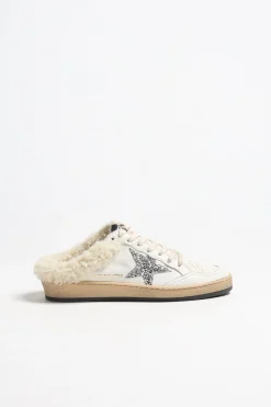 Femme Golden Goose Sneaker Ballstar Sabot En Blanc/Argente