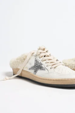 Femme Golden Goose Sneaker Ballstar Sabot En Blanc/Argente