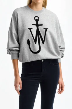 Femme JW Anderson Sweat-Shirt Anchor En Gris