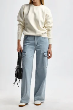 Femme Toteme Sweat-Shirt Ras Du Cou En Blanc Casse