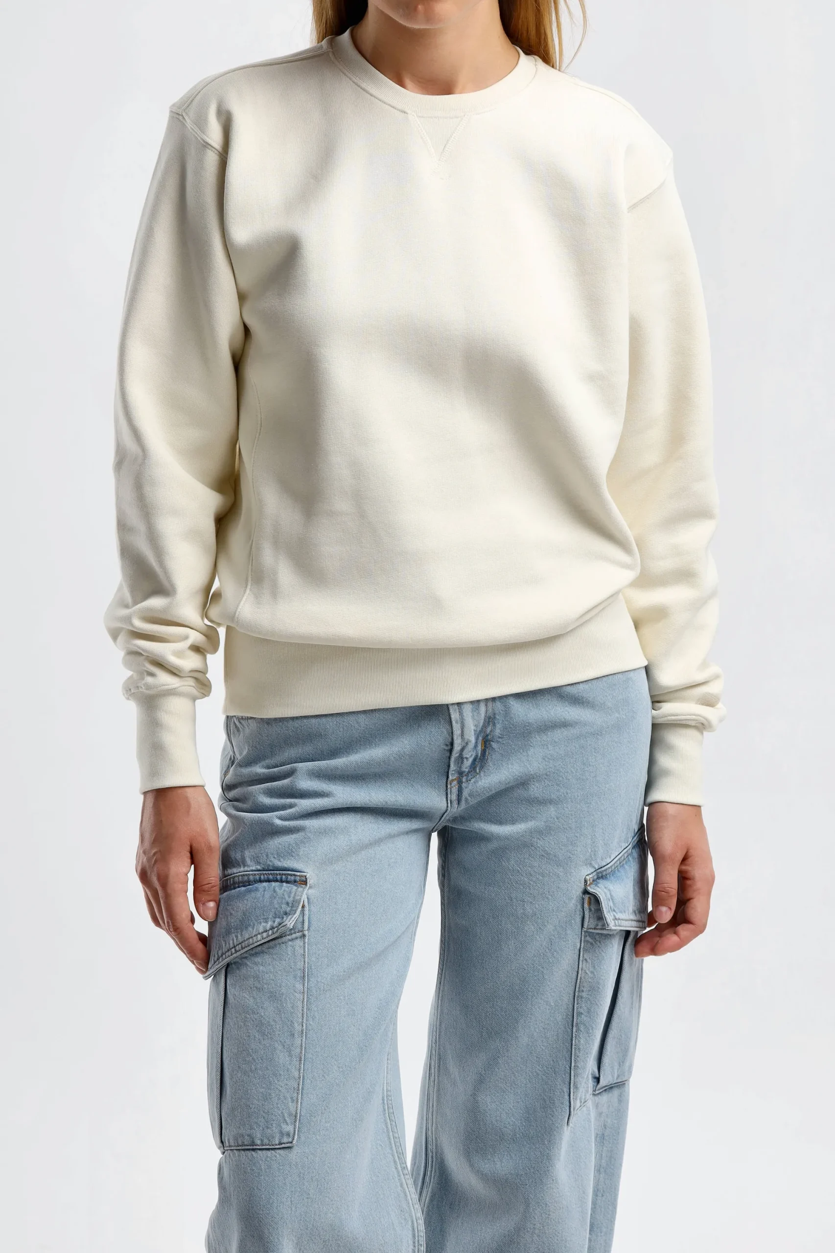 Femme Toteme Sweat-Shirt Ras Du Cou En Blanc Casse