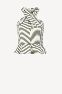 Femme Veronica Beard Top Drey En Bright Army/Blanc