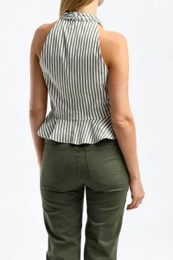 Femme Veronica Beard Top Drey En Bright Army/Blanc