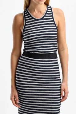 Femme Dorothee Schumacher Top Endless En Bleu Marine/Argent