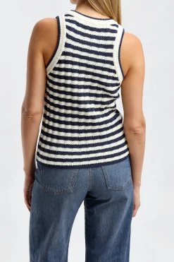 Femme Veronica Beard Top Jerrel En Bleu Marine/Blanc