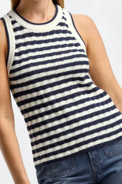 Femme Veronica Beard Top Jerrel En Bleu Marine/Blanc