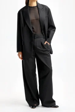 Femme Tibi Top Sheer Gauze En Noir