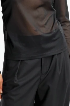 Femme Tibi Top Sheer Gauze En Noir