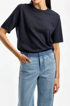 Femme Lisa Yang Tricot Julia En Bleu Marine