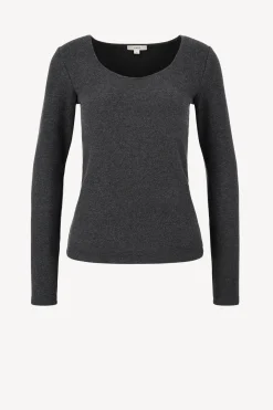Femme Vince T-Shirt A Manches Longues Cozy En Charcoal