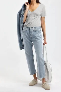 Femme Agolde T-Shirt Cameron En Gris