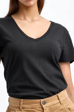 Femme Nili Lotan T-Shirt Carol En Noir De Jais