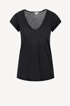 Femme James Perse T-Shirt Deep V En Noir