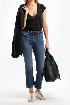 Femme James Perse T-Shirt Deep V En Noir