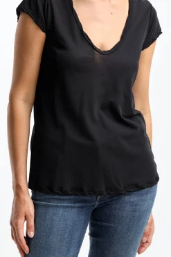 Femme James Perse T-Shirt Deep V En Noir