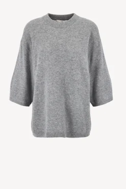 Femme Tibi T-Shirt En Cachemire Gris Clair