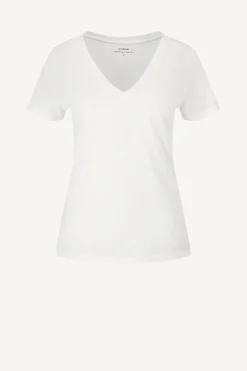 Femme Vince T-Shirt Essential V En Blanc Optique