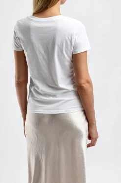 Femme Vince T-Shirt Essential V En Blanc Optique