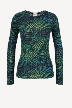 Femme Diane von Furstenberg T-Shirt Long Logan En Bleu Moire