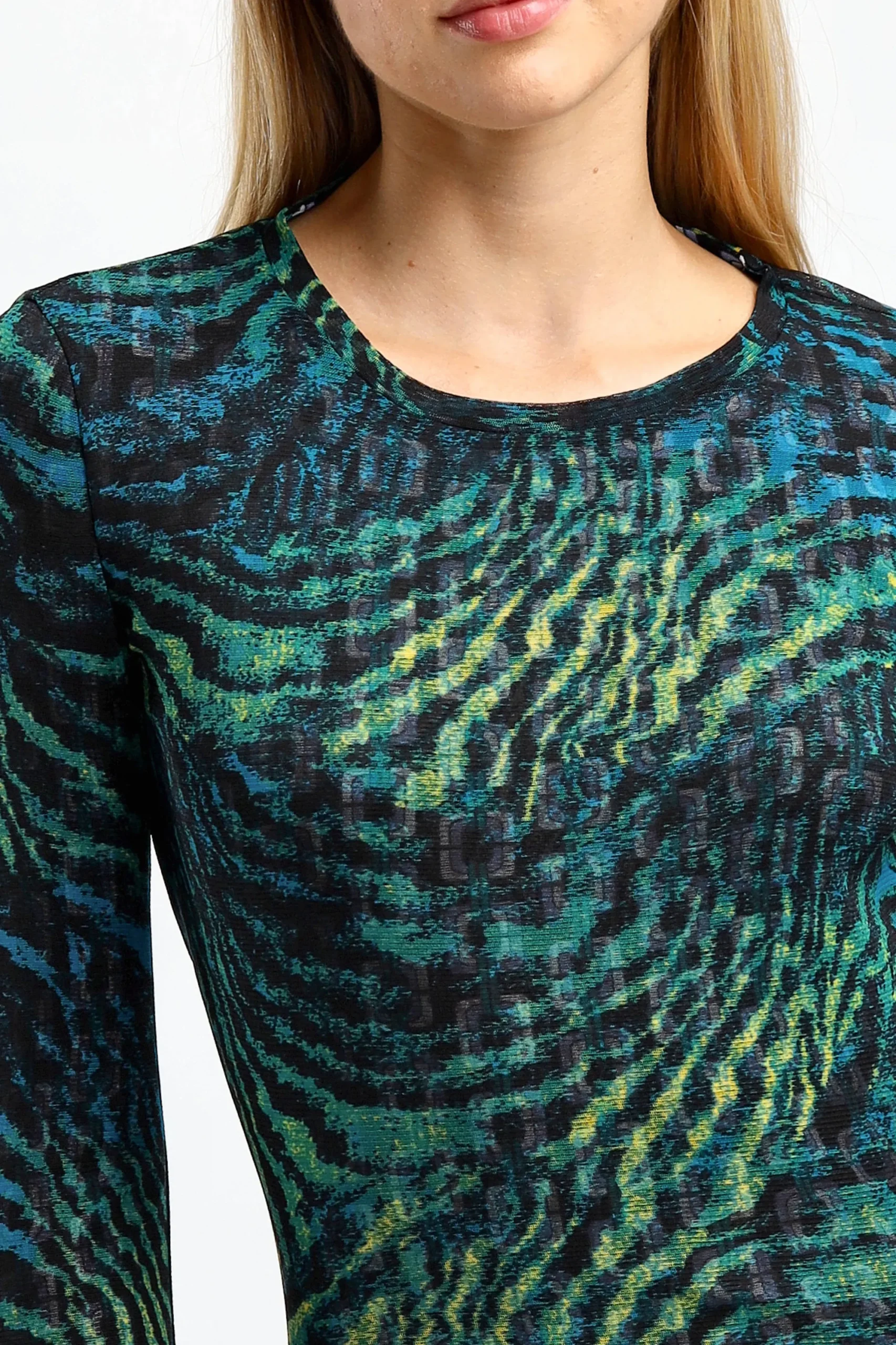 Femme Diane von Furstenberg T-Shirt Long Logan En Bleu Moire