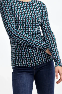 Femme Diane von Furstenberg T-Shirt Long Logan En Bleu Moire