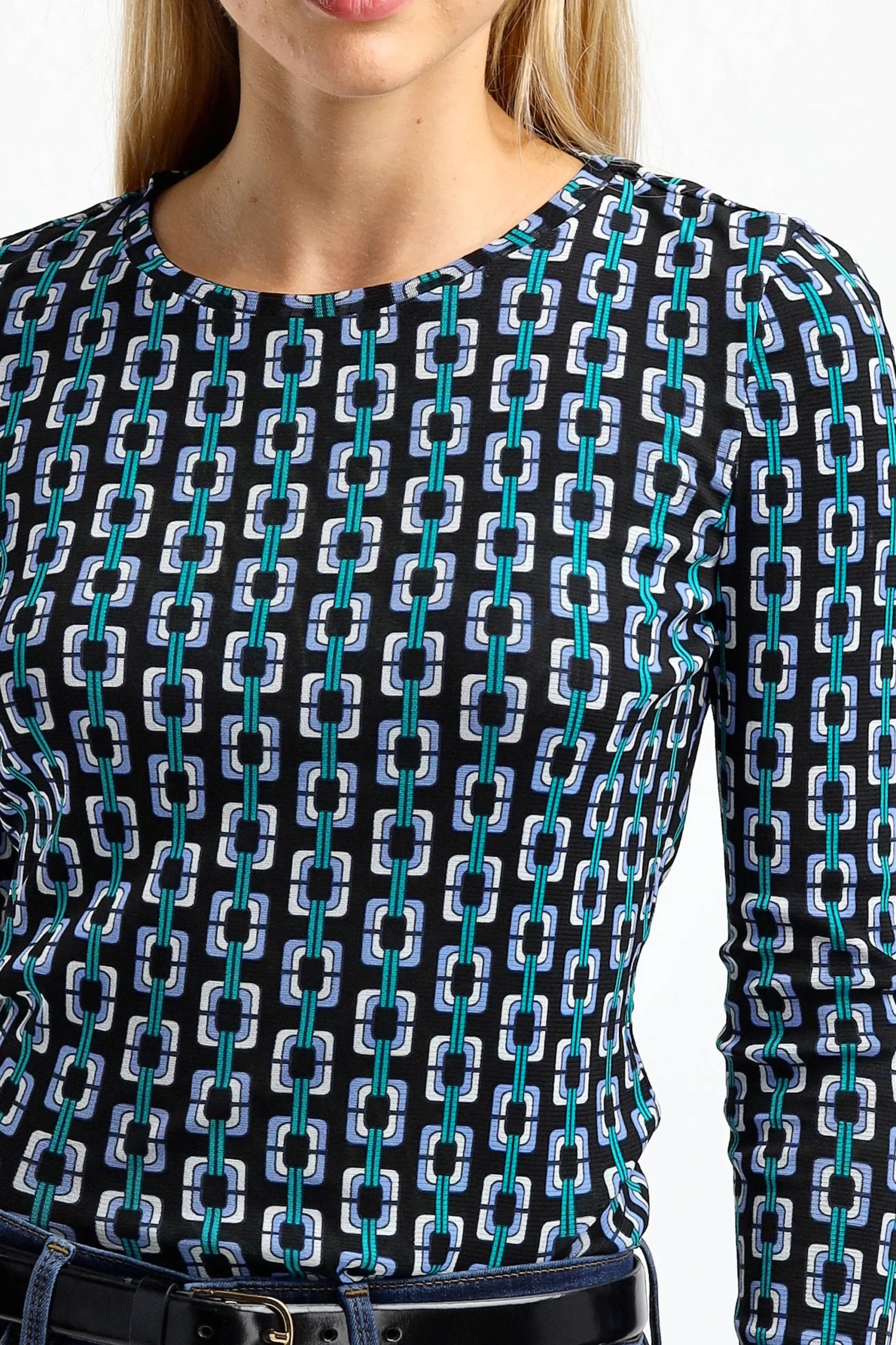 Femme Diane von Furstenberg T-Shirt Long Logan En Bleu Moire