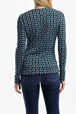 Femme Diane von Furstenberg T-Shirt Long Logan En Bleu Moire